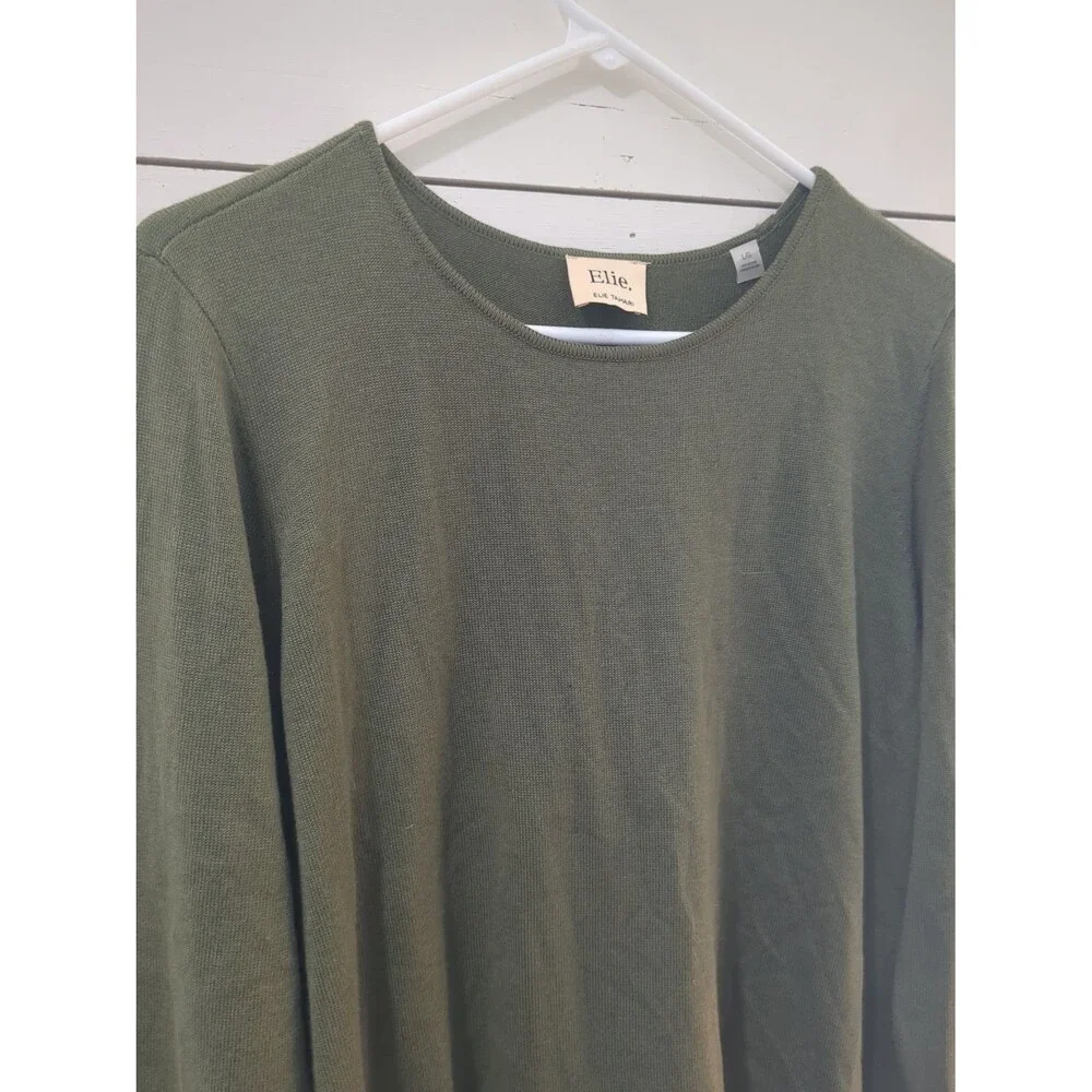 Elie Tahari L cashmere blend green tunic sweater fall winter boho coastal